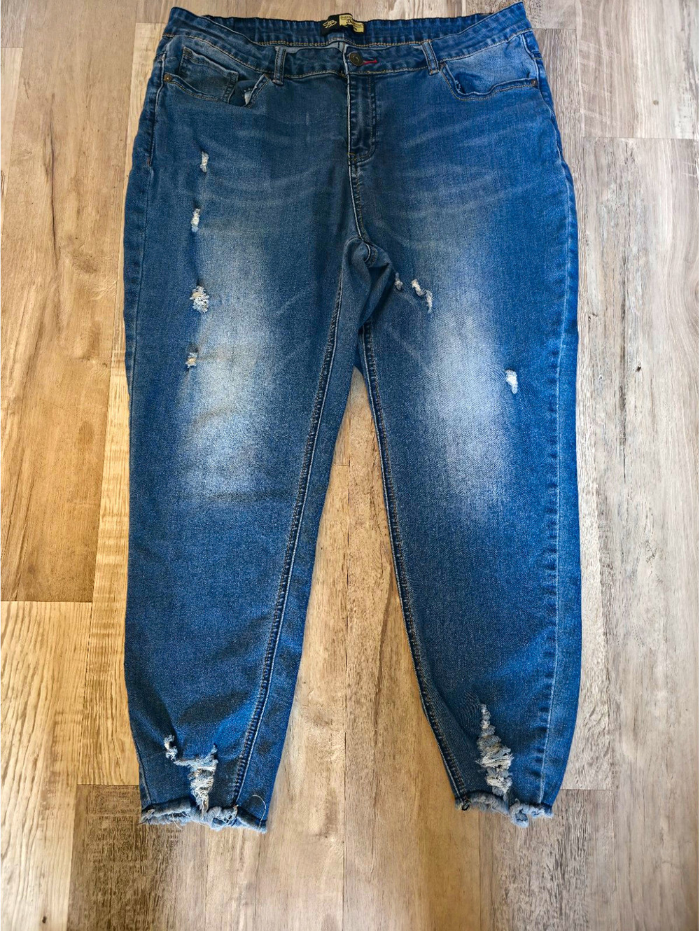 Suzanne Betro Designer embellished jeans Med Wash Stretch w/Pockets 18W